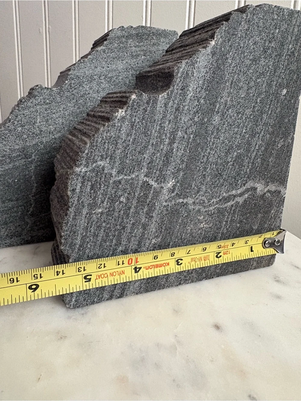 Chiseled Granite Bookends Pair Set of 2 Brutalist Mid-Century Modern MCM Stone